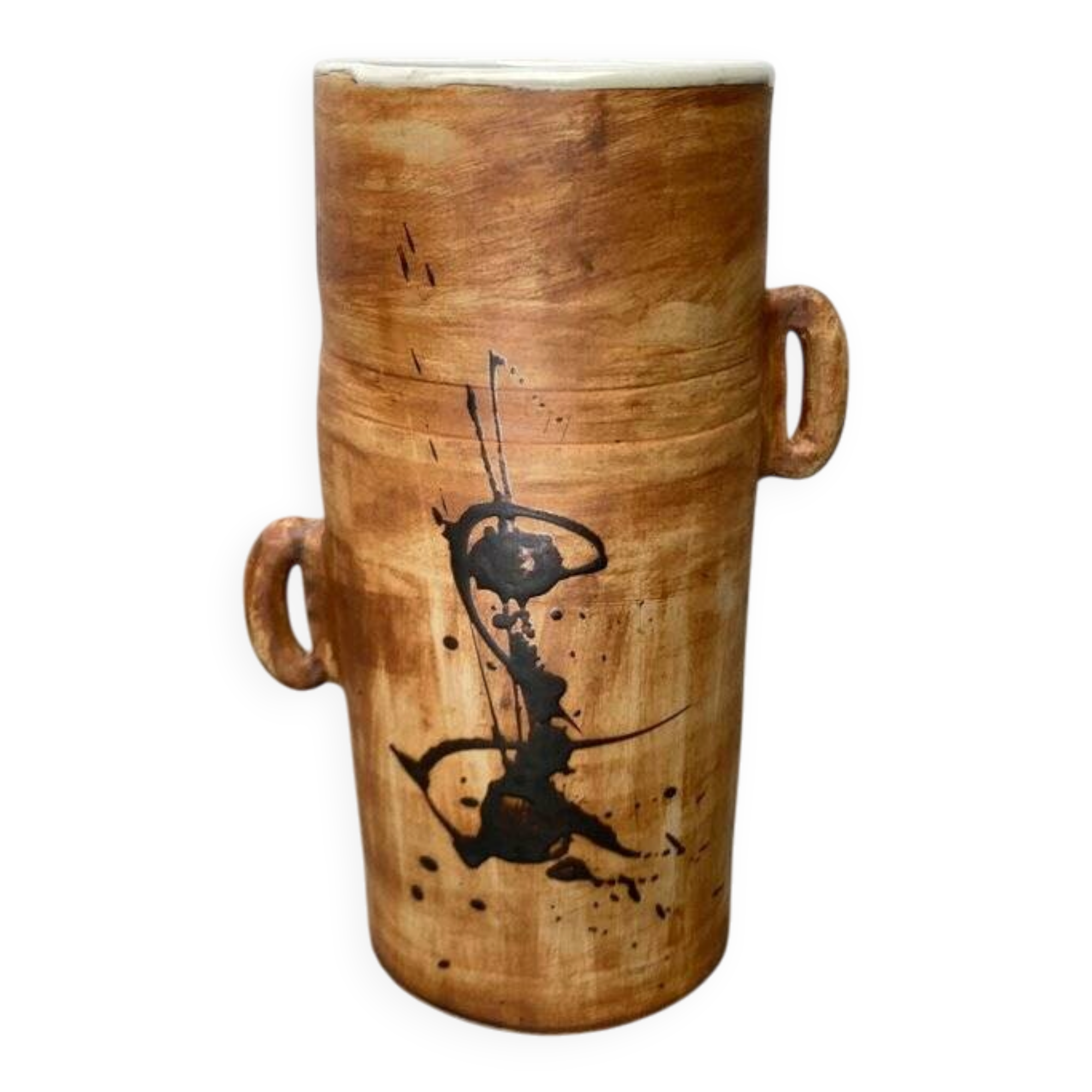 Brutalist mid-century studio pottery vase from La Poterie De La Colombe, 1960s.