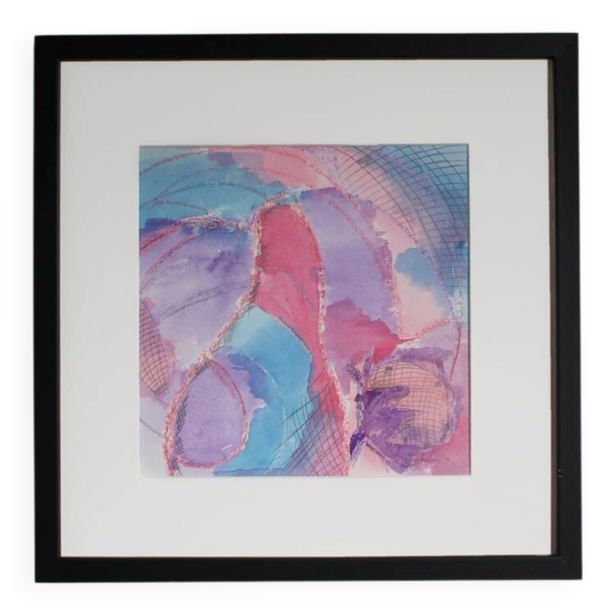 Nature morte abstraite #2, 32x32cm, Aquarelle, Pastel, Crayon