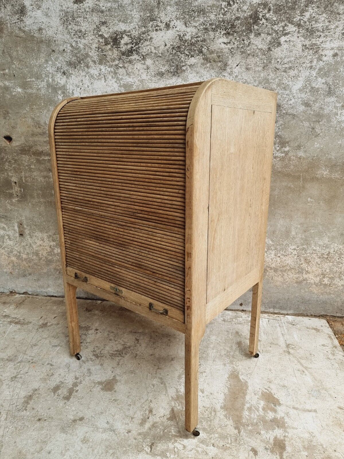 Antique roller shutter cabinet oak chest of drawers