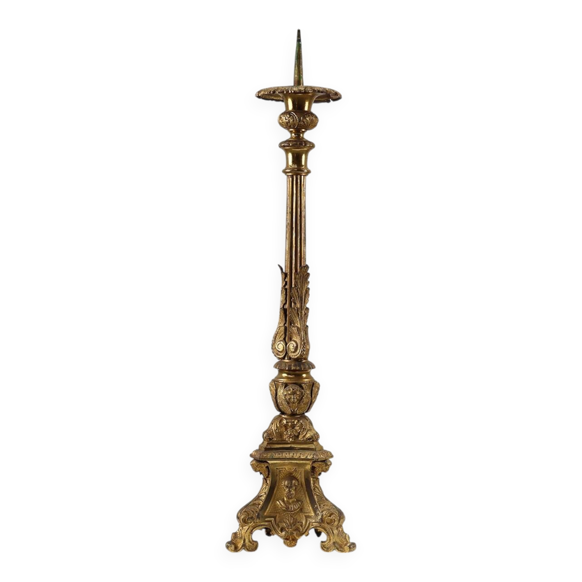 Large 18th century bronze and copper church candle holder, France