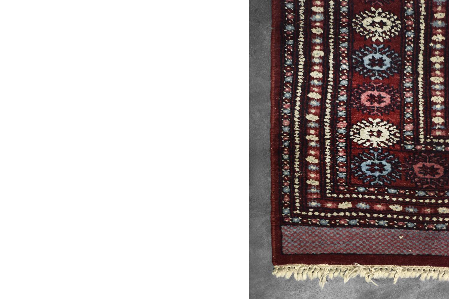 Handwoven red Boukhara oriental rug, 1960s