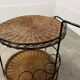 Raoul Guys style metal and rattan serving trolley from the 50s