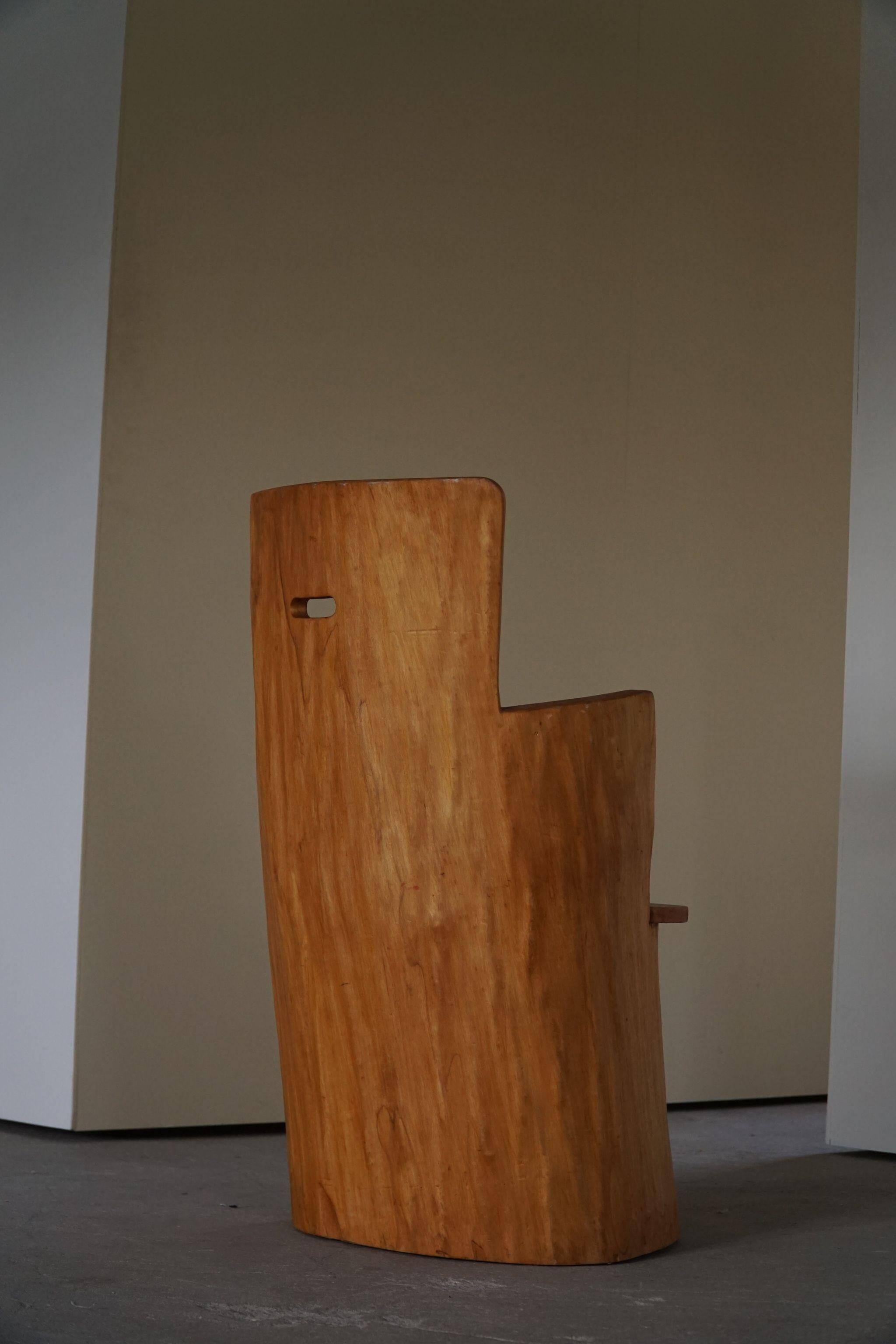 Brutalist Sculptural Trunk Armchair from the Mid-Century in Solid Pine, Swedish, 1960