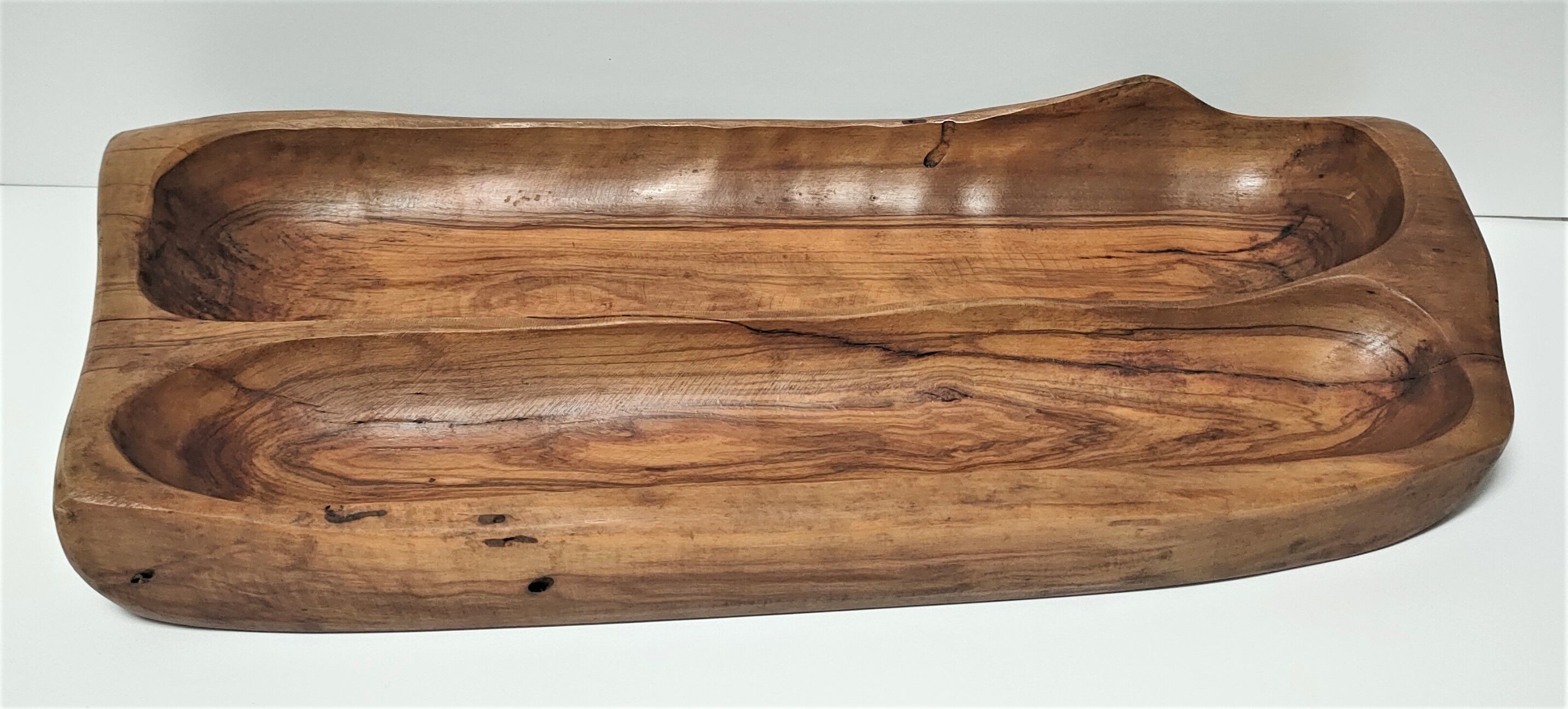 Sculptural cut solid walnut vintage monoxyl