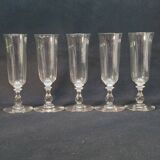 5 Anciennes Flûtes À Champagne En Cristal Baccarat ? Saint Louis ?