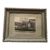 Aquarelle sur papier : rue des bernardins paris signé rouxel 1944, cadre, quai tournelle seine 75