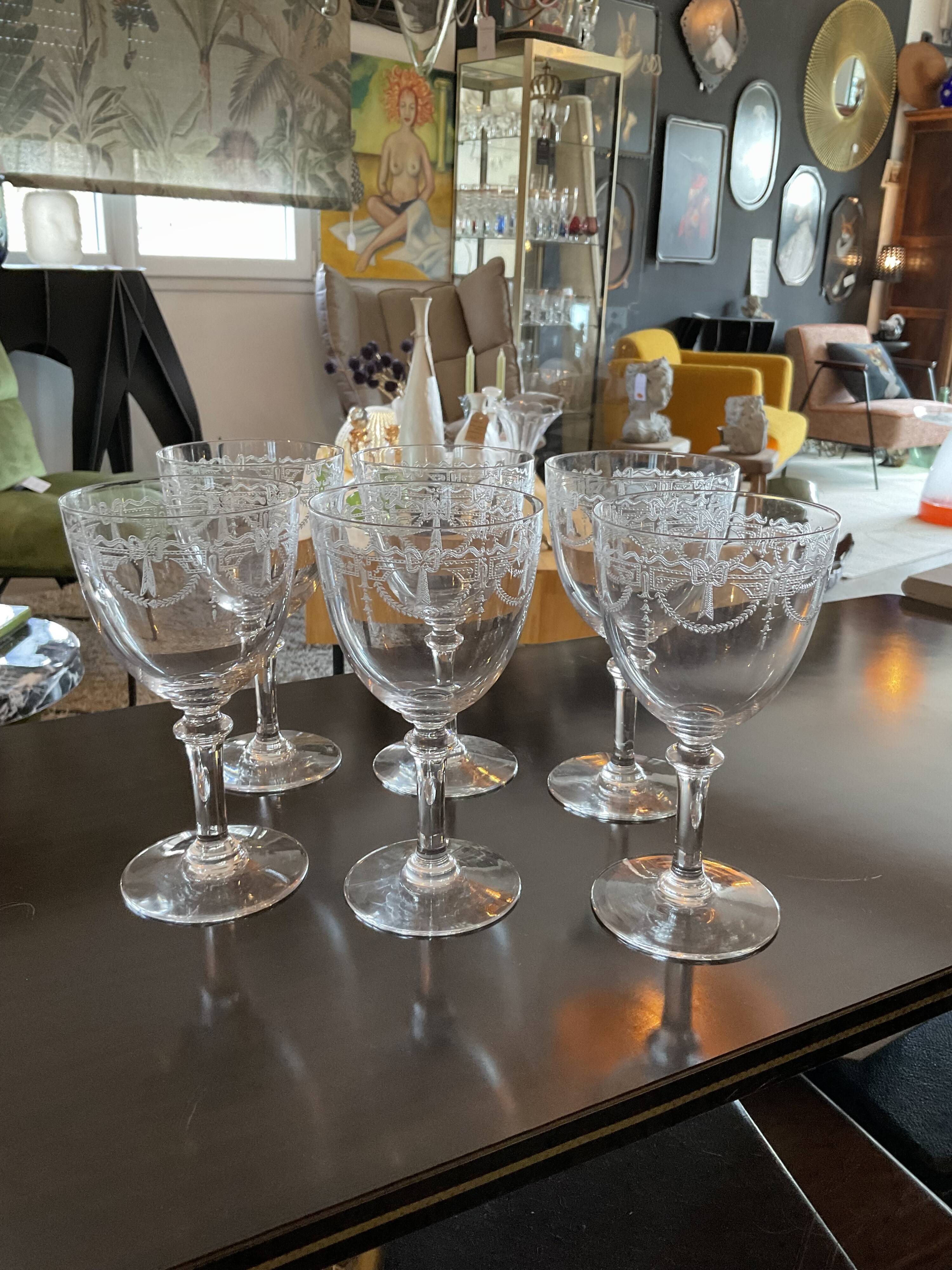 6 wine glasses. Saint Louis crystal, millet model