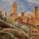 Oil painting by Hans Lindén / 1938 / San Gimignano, Italy