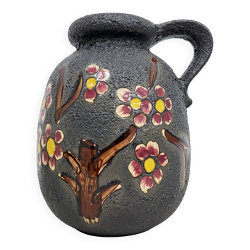Mid-century design ceramic Scheurich vase with blossom , 1970’s