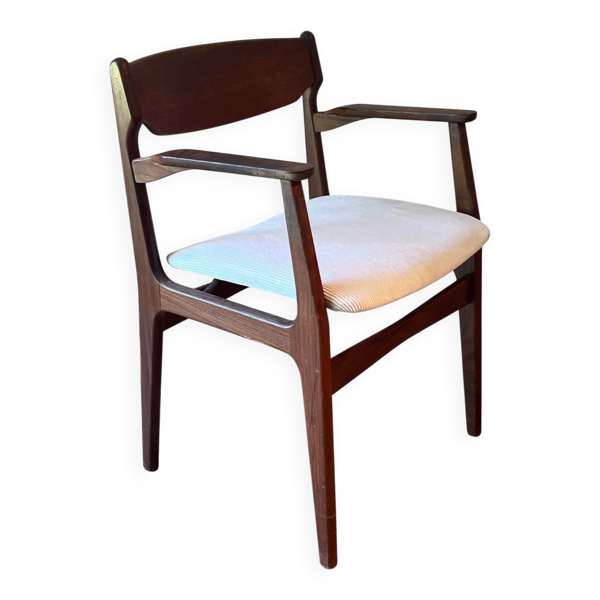 Fauteuil scandinave en teck et velours côtelé blanc ''Hymir'', années 60