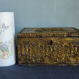 Old wooden box/casket covered with brass