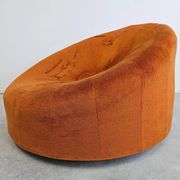 Round armchair in the style of Pierre Paulin, oversized pouf, velvet.