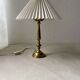 Brass table lamp with pleated shade, 1960s vintage design.