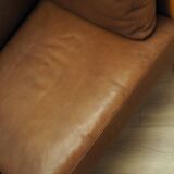 Brown leather sofa, Danish design, 1970s, production: Denmark