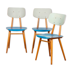 Suite de 3 chaises vintage - 1960 bois