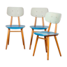 Suite of 3 vintage wooden chairs produced by Ton, 1960