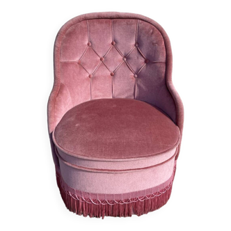 Fauteuil velours rose