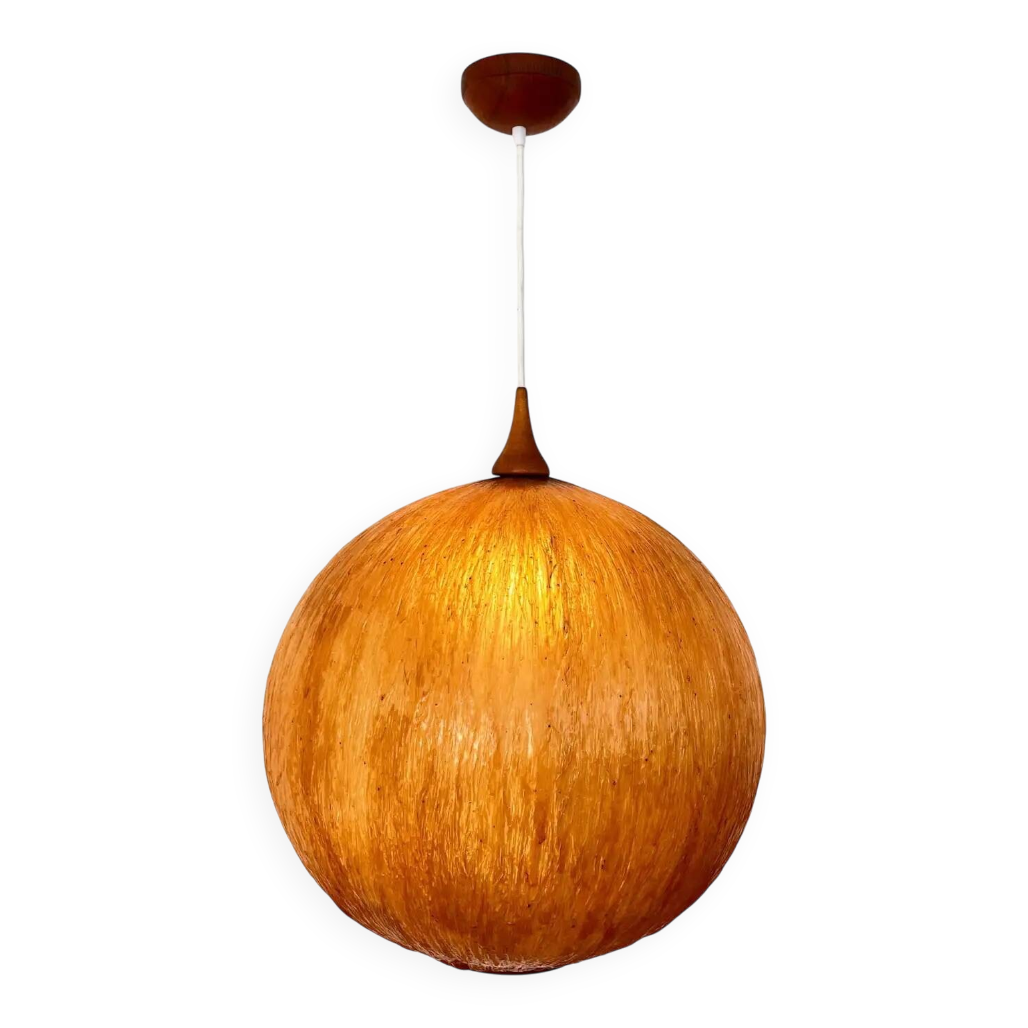 Beautiful design midcentury cocoon resin pendant, 1950s