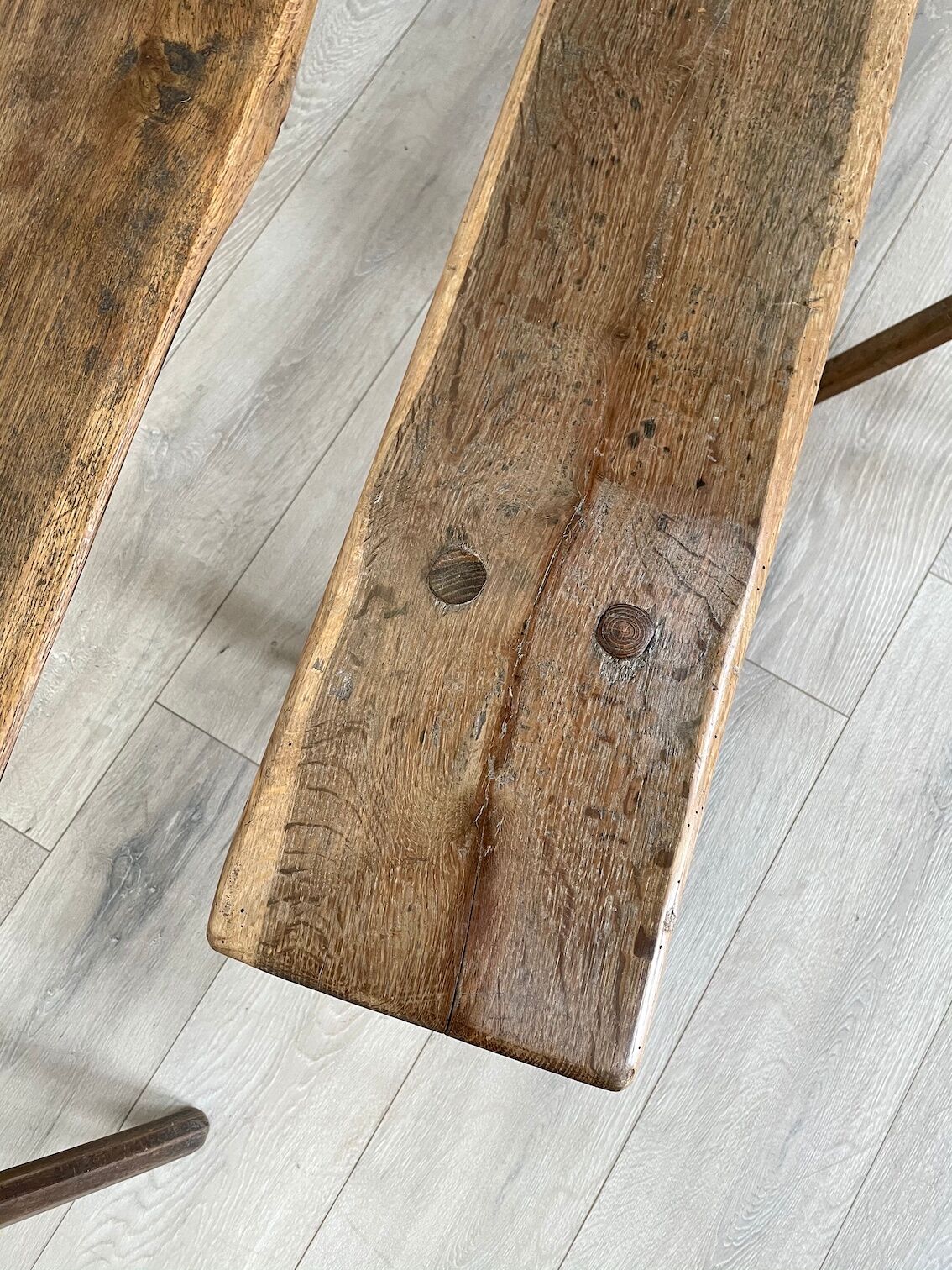 Primitive oak bench