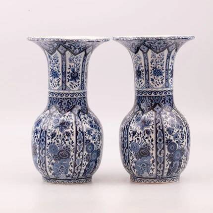 2 large vases known as trumpet vases from Delft Royal
