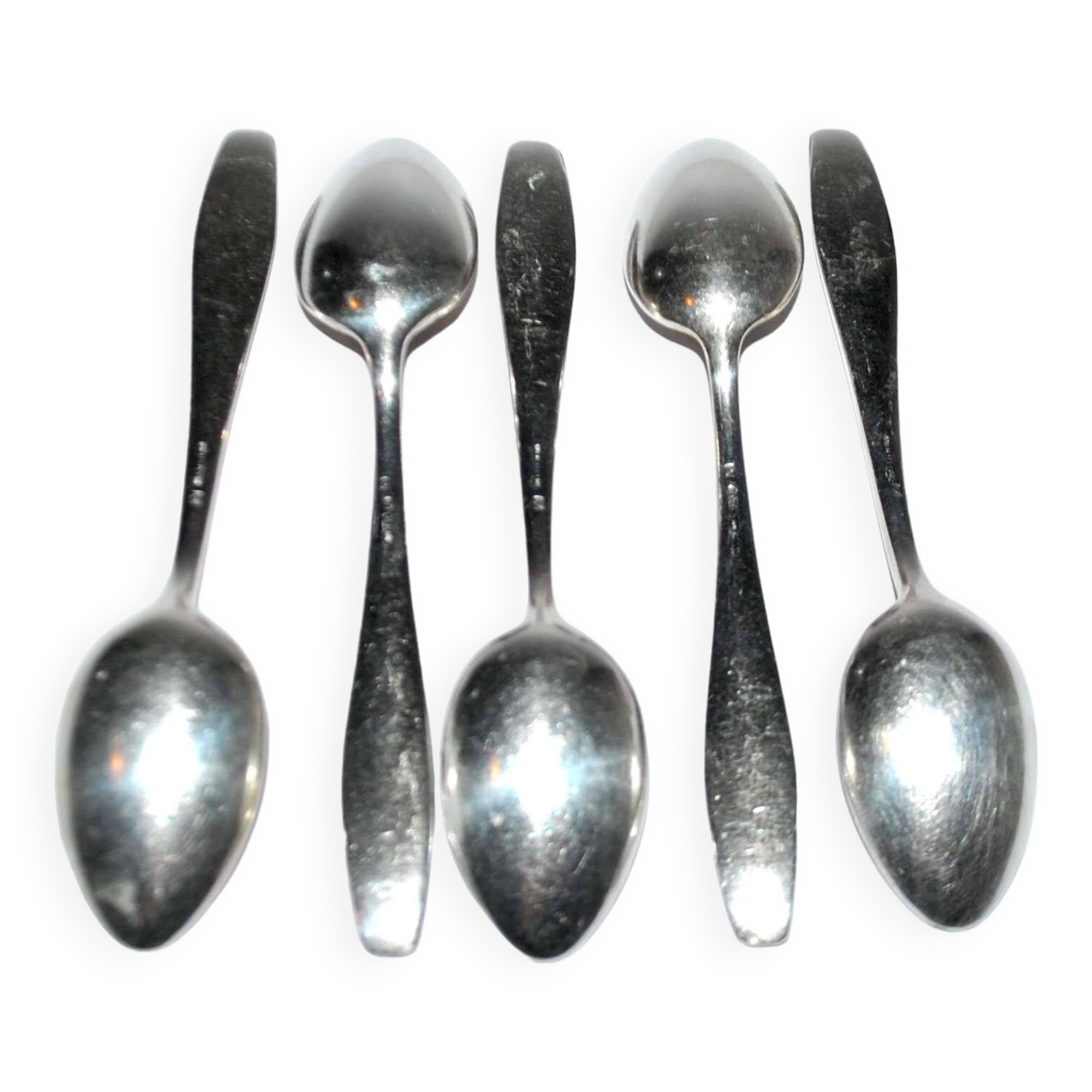 Deetjen set of 5 moka coffee spoons in silver metal design 11cm