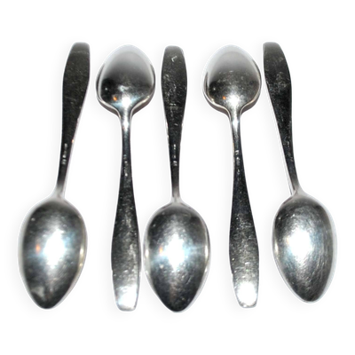 Deetjen lot de 5 cuillères à café moka en métal argenté design 11cm