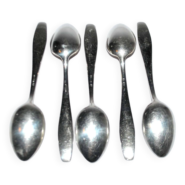 Deetjen lot de 5 cuillères à café moka en métal argenté design 11cm