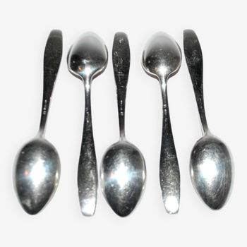 Deetjen set of 5 moka coffee spoons in silver metal design 11cm