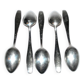 Deetjen set of 5 moka coffee spoons in silver metal design 11cm