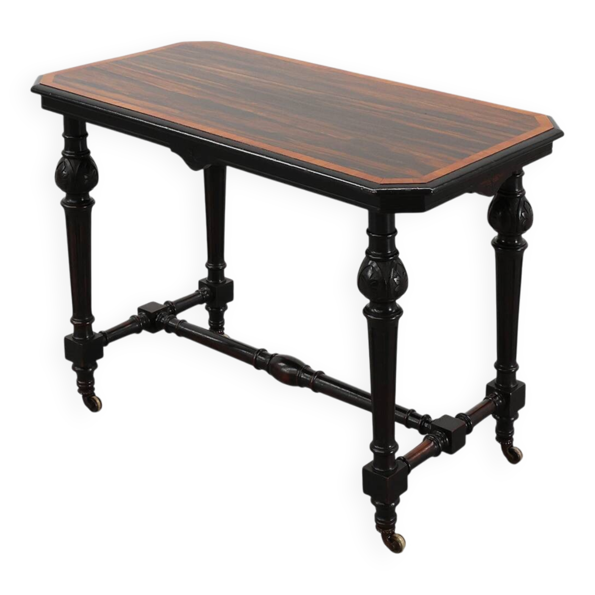 19th Century English side table with geometric wood inlay by John Taylor &