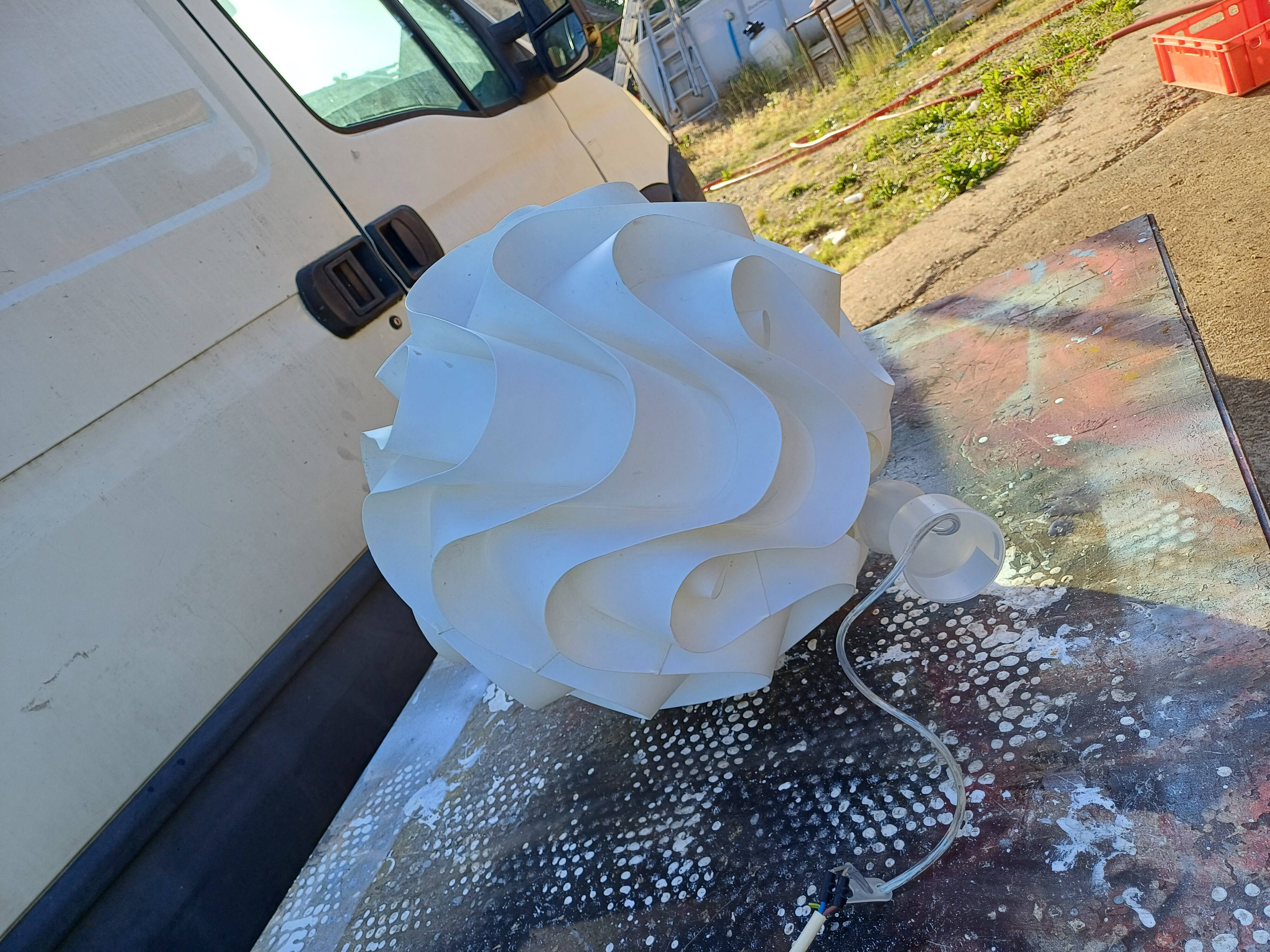 Vintage white plastic pendant lamp