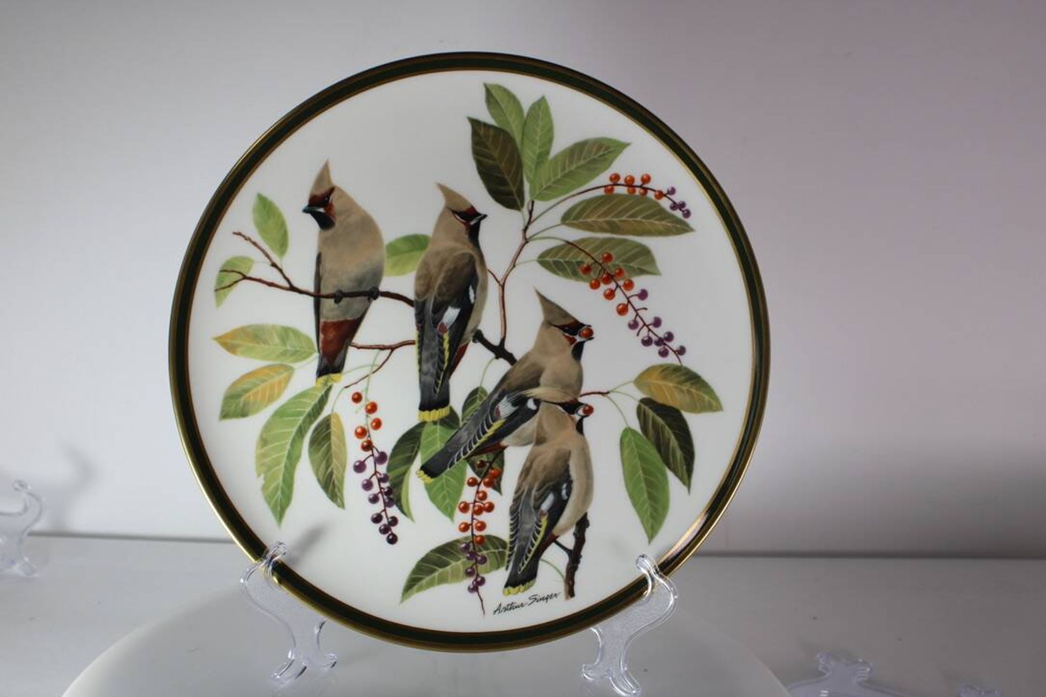Franklin Wedgwood Singer Arthur plates 1977 x12 "songbirds of the world"