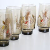 Set of 6 vintage smoked glasses