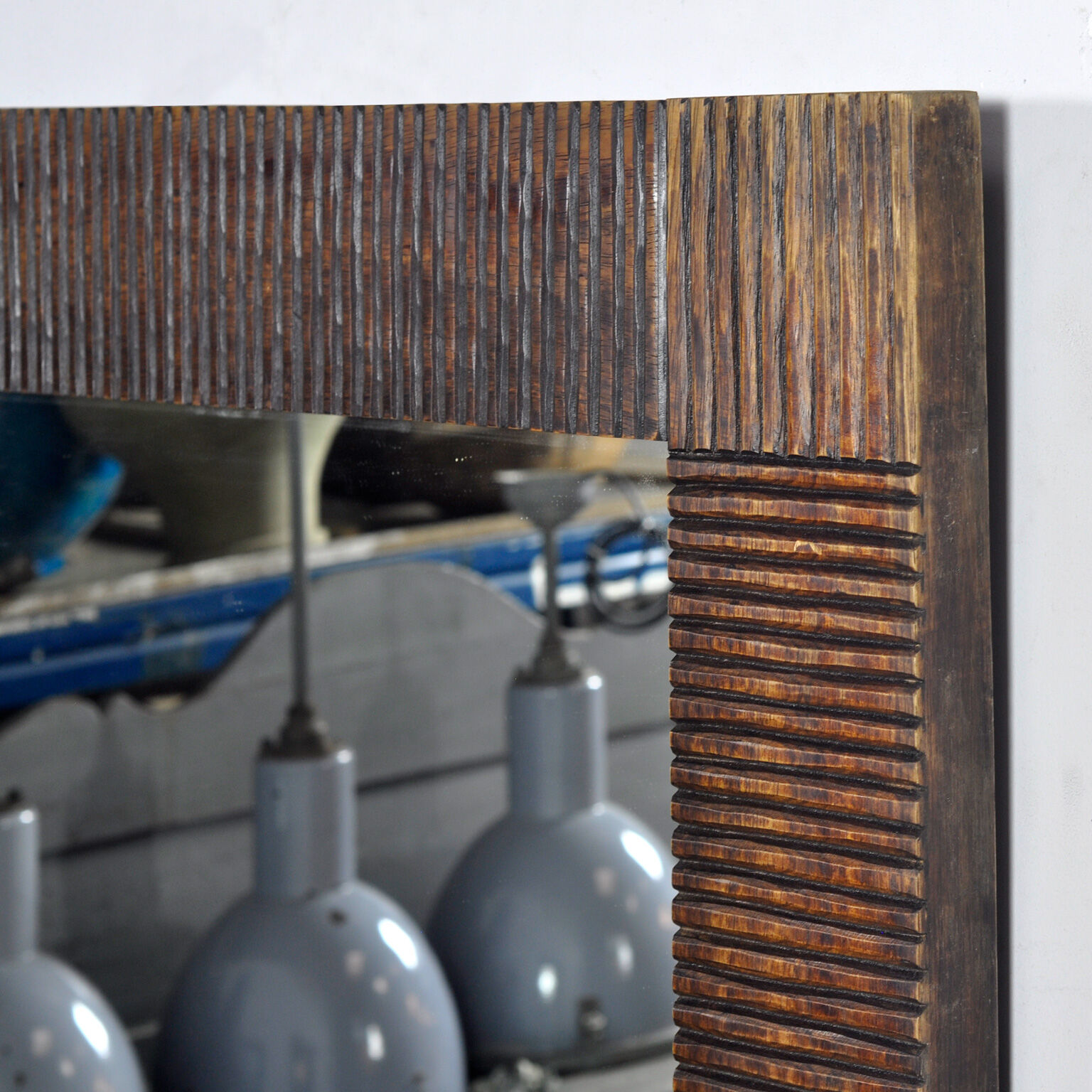 Oak brutalist mirror, 1970s