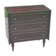Vintage 3-drawer chest of drawers in dark varnished mahogany and brass from the 1960s