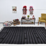 Gray & black oversize hemp rug 316x204cm