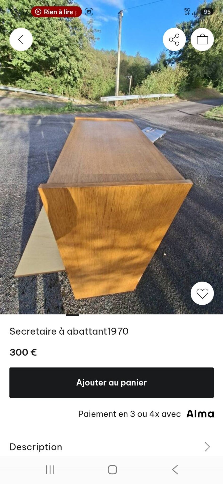 Secrétaire à abattant vintage 1970