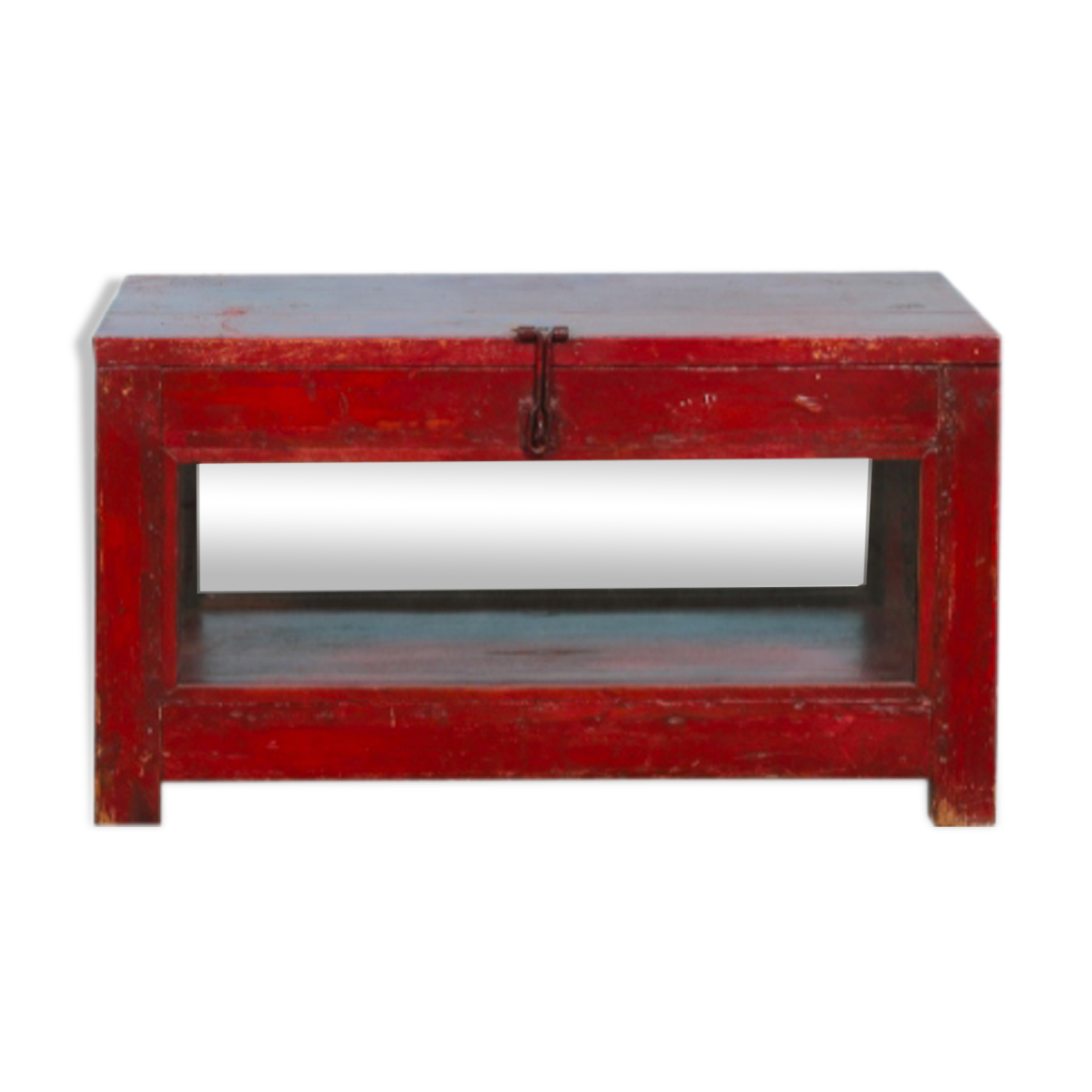 Coffre vitré teck rouge