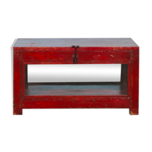Coffre vitré teck rouge