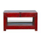 Coffre vitré teck rouge