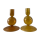 Pair of vintage amber glass candlesticks
