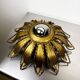 Spanish sunburst ceiling light fixture or sconce in gilt iron, circa 1960