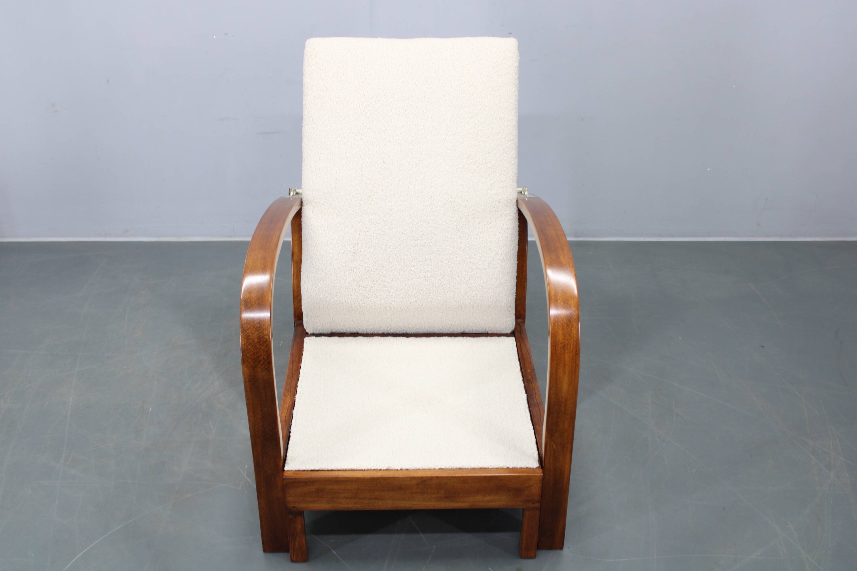 Fauteuil convertible Art Déco en bouclé, Tchécoslovaquie, années 1940.