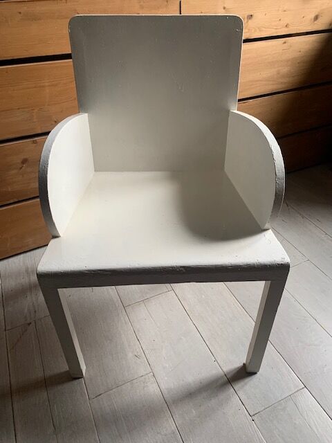 White wooden low chair 50s