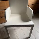 Chaise basse en bois blanc années 50
