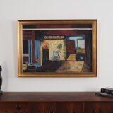 Painting „The Village House's Interior”, Scandinavian design, 1970s