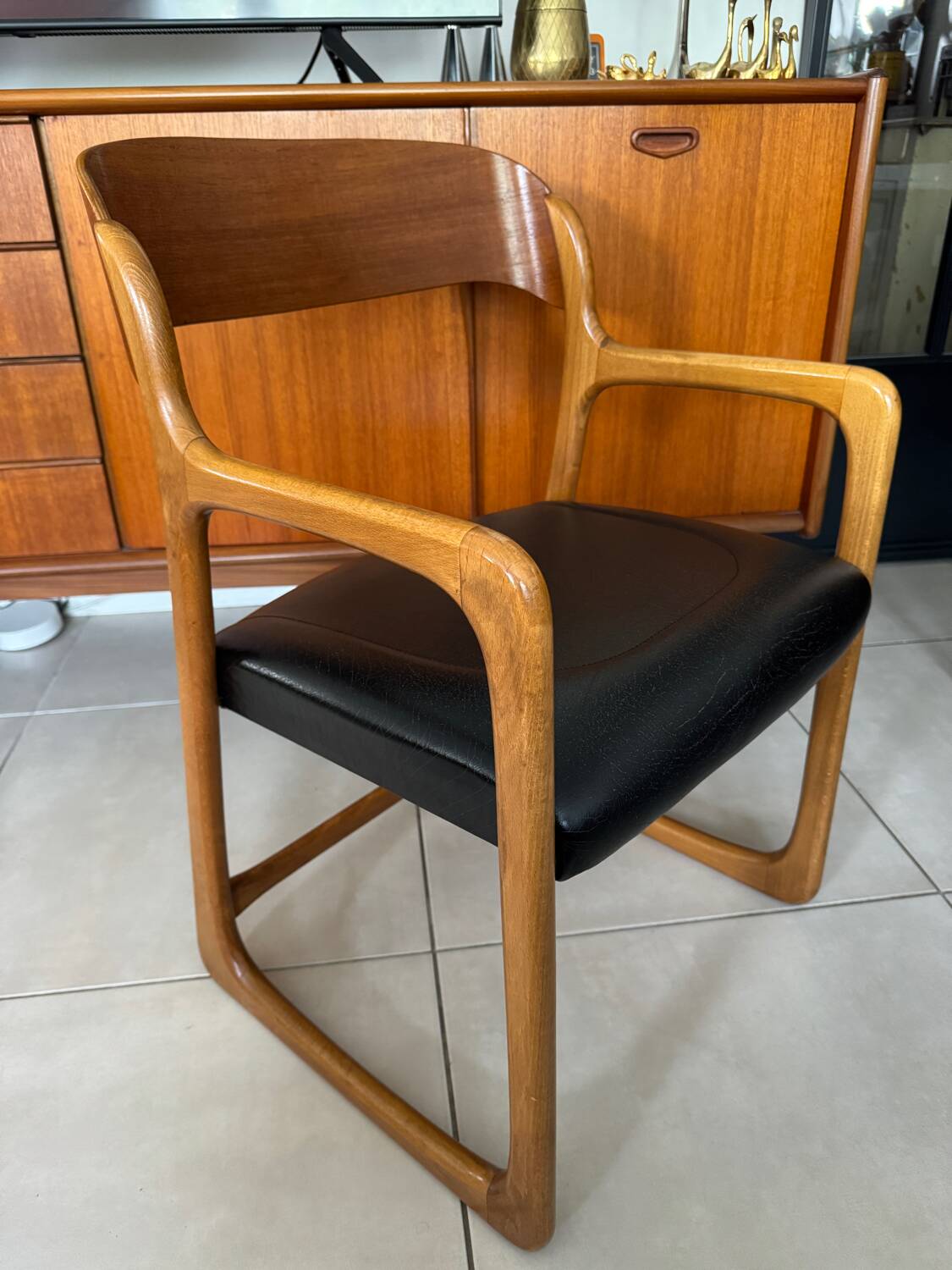 Vintage Baumann sleigh armchair