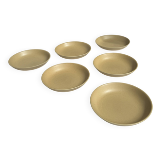 Lot de 6 assiettes creuses en grès véritable D21
