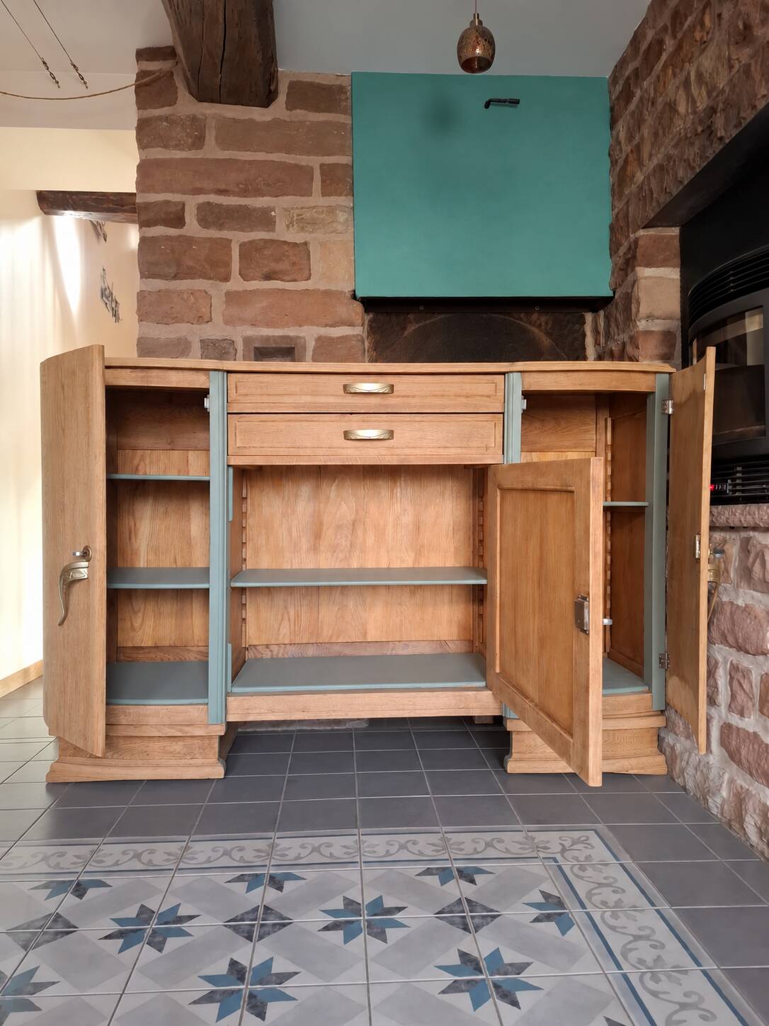 Art deco buffet in raw oak refurbished