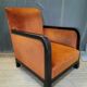 Fauteuil club bois et velour
